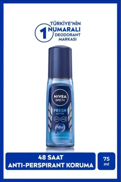 NIVEA Men Erkek Pump Sprey Deodorant Fresh Active 75ml, Ter Ve Ter Kokusuna Karşı 48 Saat Koruma