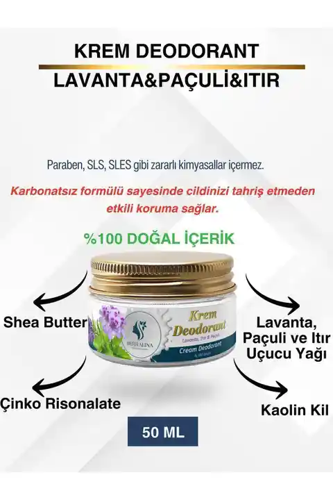 BERRALİNA DOĞAL BAKIM ÜRÜNLERİ Doğal Krem Deodorant Paculi & Itır & Lavanta Tanışma Fiyatı