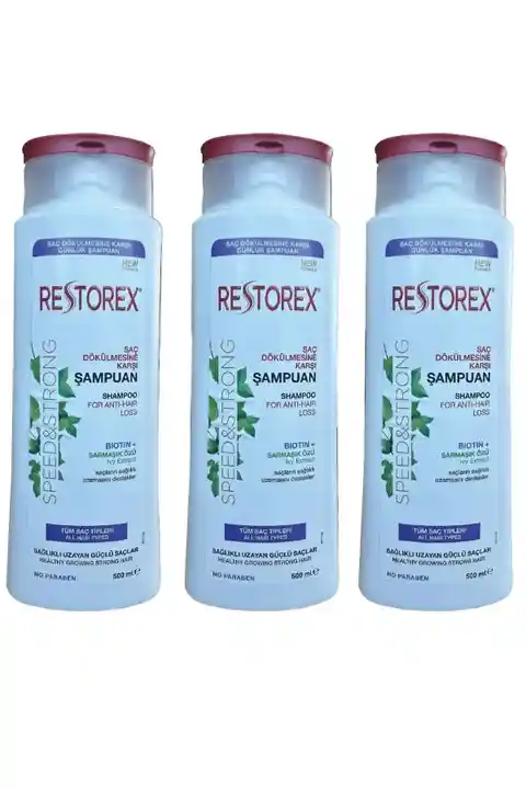 Restorex Sağlıklı Uzama Etkili Saç Dökülmesine Karşı Etkili Şampuan 500ml 3 Adet