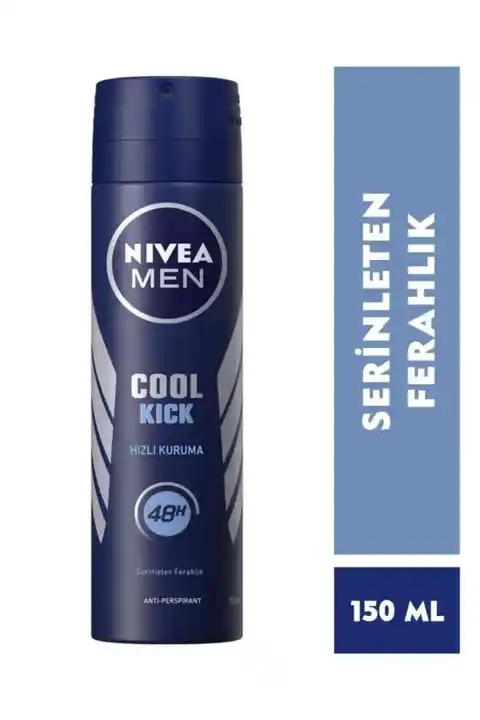 NIVEA Men Erkek Sprey Deodorant Cool Kick 150ml, 48 Saat Anti-perspirant Koruma, Serinleten Ferahlık