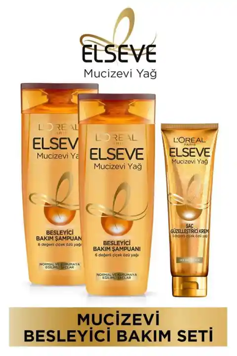Elseve Mucizevi Yağ Besleyici Bakım Şampuan 360ml 2'li & Saç Güzelleştirici Krem