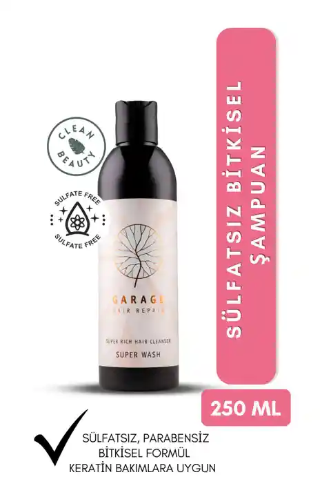 Garage Organics Super Wash | Sülfatsız Bitkisel Şampuan | Keratin Bakıma Uygun & Bitkisel Formül