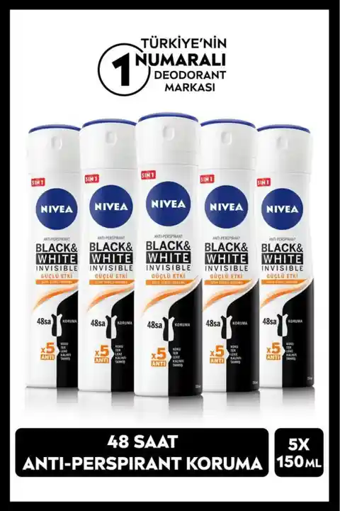 NIVEA Men Erkek Sprey Deodorant Black&white Invisible Original 200ml, 48 Saat Anti-perspirant Koruma