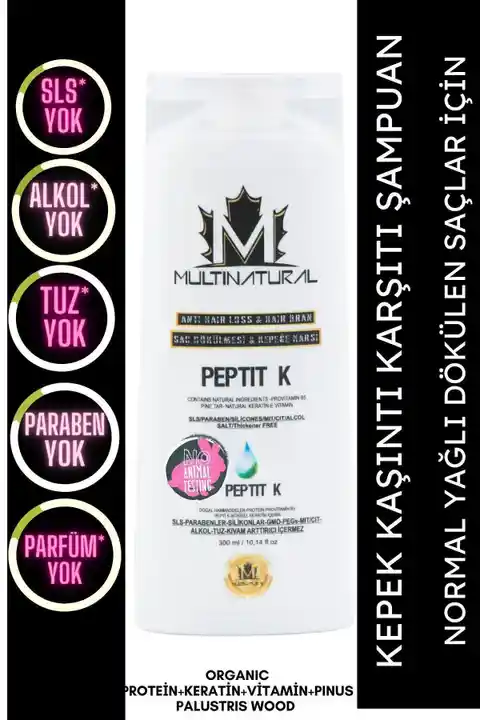 multinatural Kepek Ve Seboreik Şaç Dökülmesi Karşıtı Şampuanı Egzema -ns Keratin Protein Peptid Caffein Egzamans