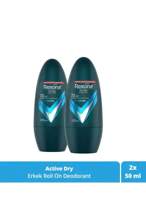 Rexona Üstün Koruma Erkek Roll On Deodorant Active Dry 72 Saat Kesintisiz Koruma 50 ml X2