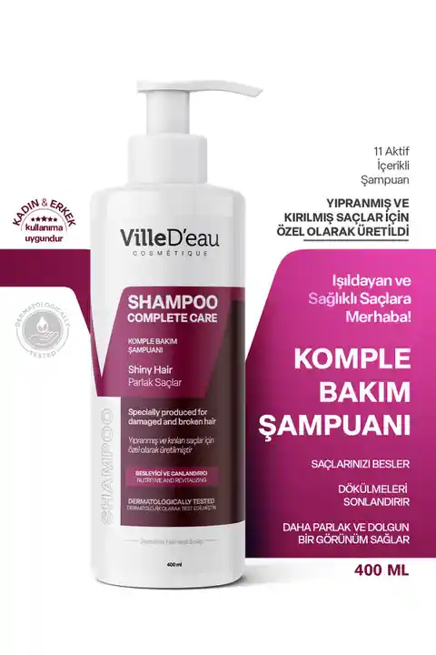 VilleD'eau Komple Bakım Şampuanı Yıpranmış Yağlı Ve Kırılan Saçlar Için Dökülme Karşıtı Şampuan 400 ml