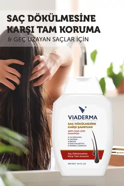 Viaderma Saç Dökülmesine Karşı Şampuan 300 ml Onarıcı Besleyici Sülfatsız & Günlük Kullanım