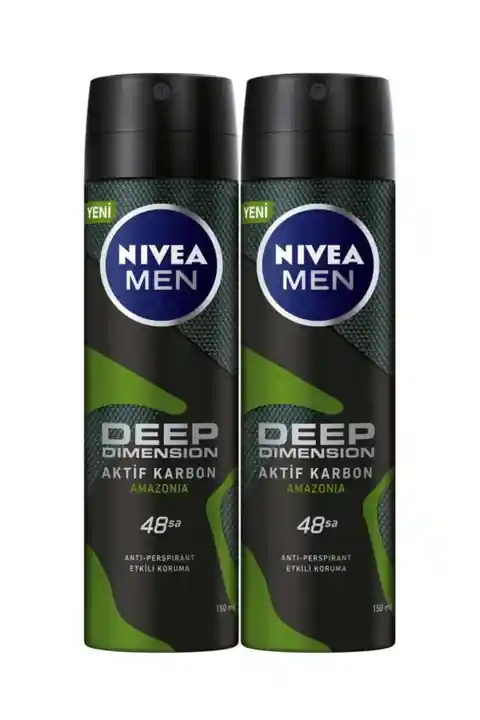 NIVEA Men Erkek Sprey Deodorant Amazonia 150ml, 48 Saat Anti-perspirant Koruma, Ter Karşıtı, X2 Adet