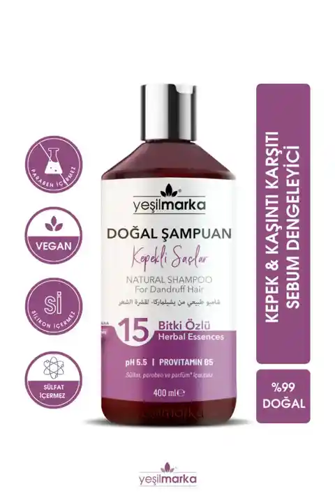 yeşilmarka Doğal Şampuan- Kepekli Saçlar- Organik Içerik Ve Vegan- Kepek Önleyici Özel Formül