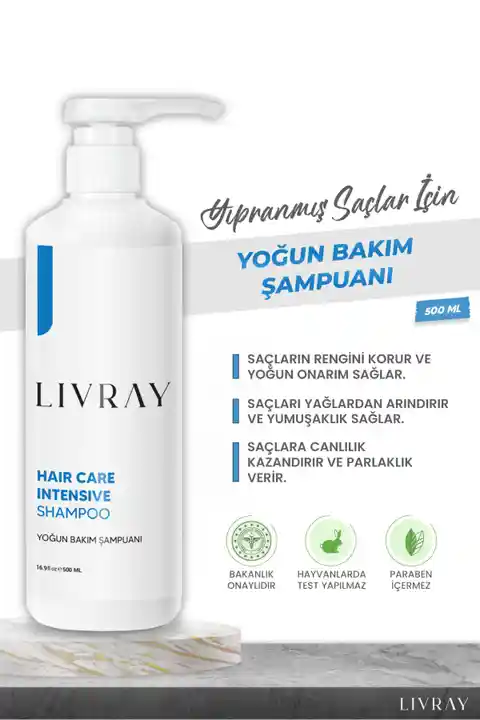 Livray Çok Yıpranmış Ve Aşırı Işlem Görmüş Saçlar Için Yoğun Onarıcı Bakım Şampuanı (500 ML)